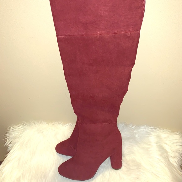 Burgundy Over the Knee Boots SZ 11 - Picture 1 of 2